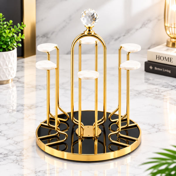Luxury Rotatable Glass Holder Rack – Gold & Black